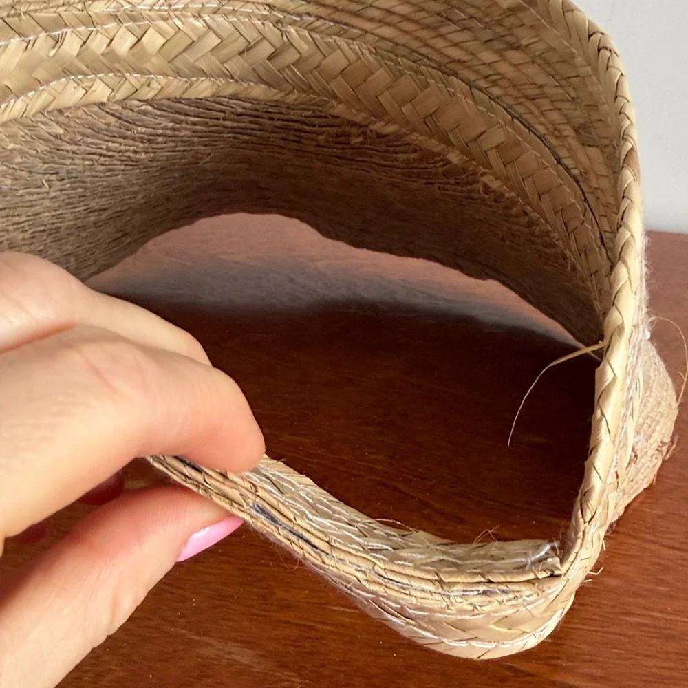 Straw Sun Visor Hat (handmade) - Picture 5 of 7